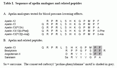 sequence comparison apelins sequence comparison apelins